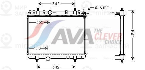 Радиатор, охлаждение двигателя AVA PE2265