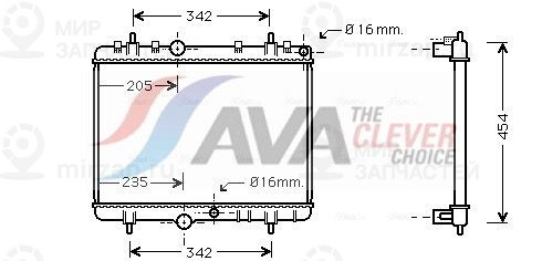 Радиатор, охлаждение двигателя AVA PEA2241