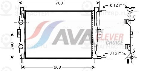 Радиатор, охлаждение двигателя AVA RT2306