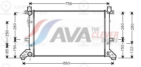 Радиатор, охлаждение двигателя AVA VNA2155