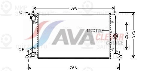 Радиатор, охлаждение двигателя AVA VNA2188