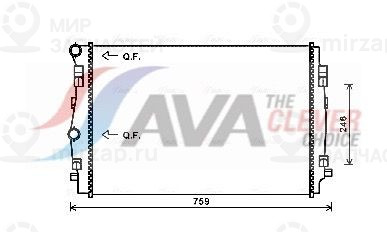 Радиатор, охлаждение двигателя AVA VNA2344
