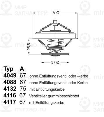 Термостат, охлаждающая жидкость BorgWarner 411687D1