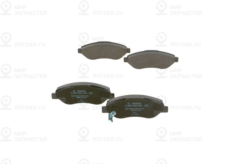 Комплект тормозных колодок, дисковый тормоз BOSCH 0986494345