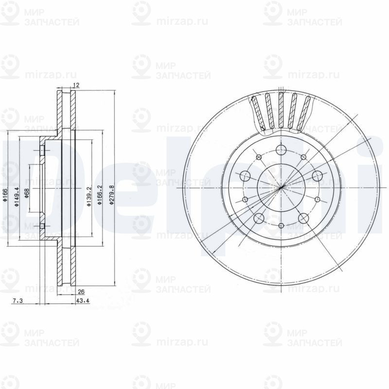Тормозной диск DELPHI BG2841
