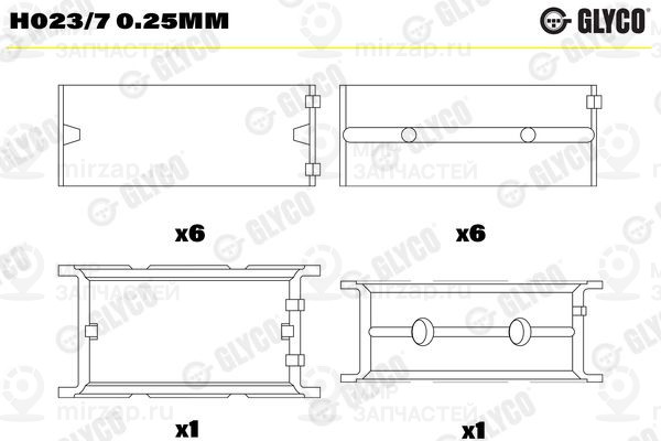 Подшипник коленвала GLYCO H0237025MM