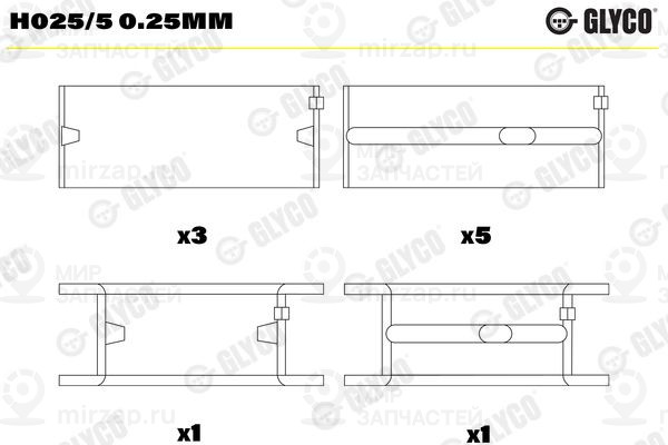 Подшипник коленвала GLYCO H0255025MM