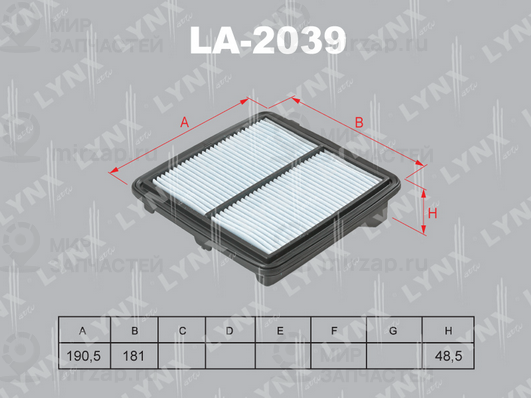 Воздушный фильтр LYNX LA2039V