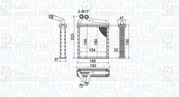 Теплообменник, отопление салона MAGNETI MARELLI 350218442000