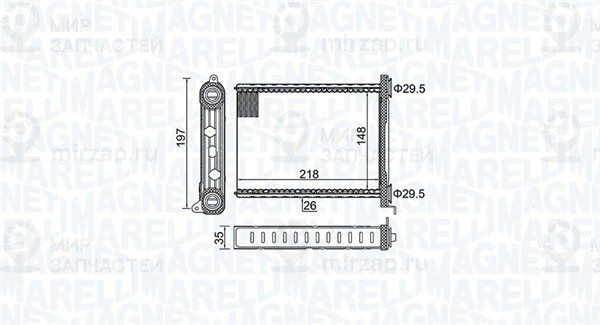 Теплообменник, отопление салона MAGNETI MARELLI 350218464000