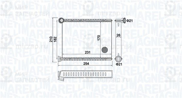 Теплообменник, отопление салона MAGNETI MARELLI 350218473000