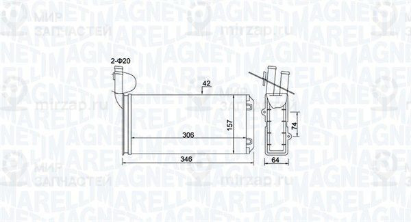 Теплообменник, отопление салона MAGNETI MARELLI 350218474000