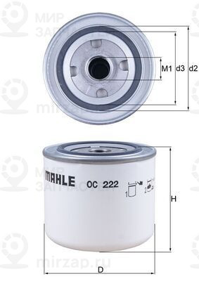 Масляный фильтр MAHLE OC222