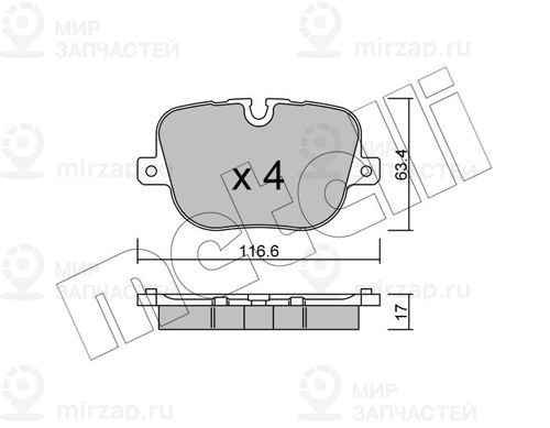 Комплект тормозных колодок, дисковый тормоз METELLI 2208370