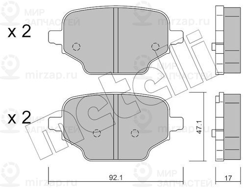 Комплект тормозных колодок, дисковый тормоз METELLI 2212450