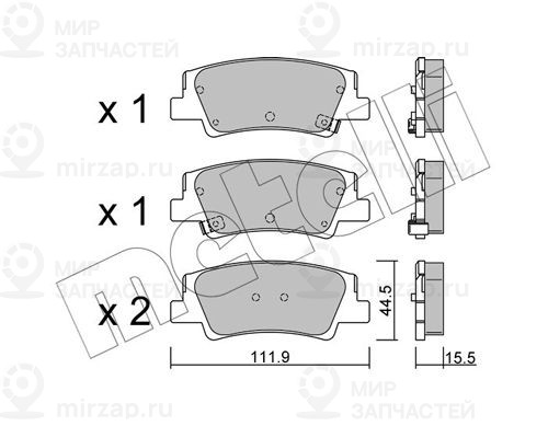 Комплект тормозных колодок, дисковый тормоз METELLI 2212990