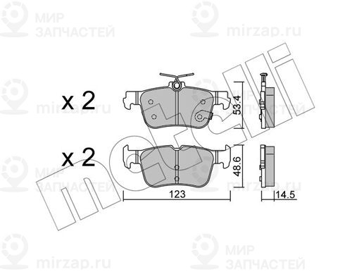 Комплект тормозных колодок, дисковый тормоз METELLI 2213320