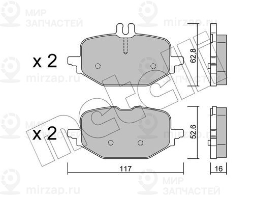 Комплект тормозных колодок, дисковый тормоз METELLI 2213590