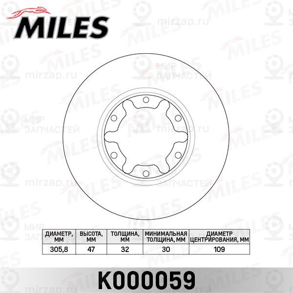Тормозной диск MILES K000059