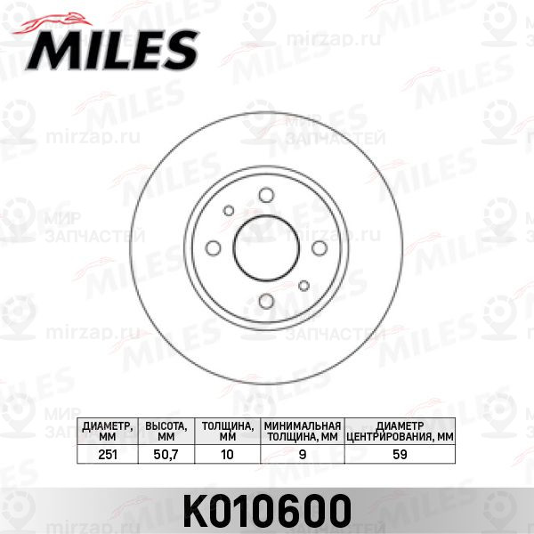 Тормозной диск MILES K010600