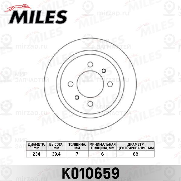 Тормозной диск MILES K010659