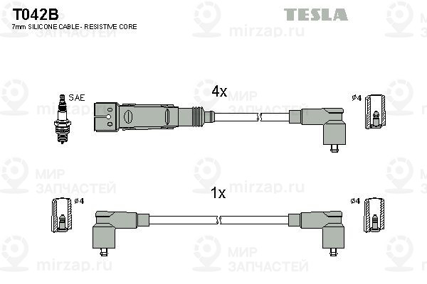 Комплект проводов зажигания TESLA T042B