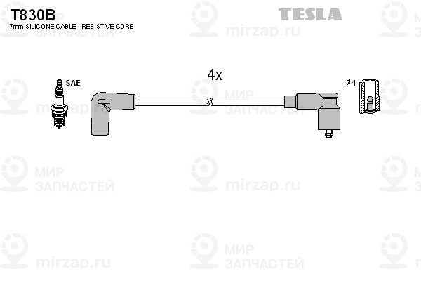 Комплект проводов зажигания TESLA T830B
