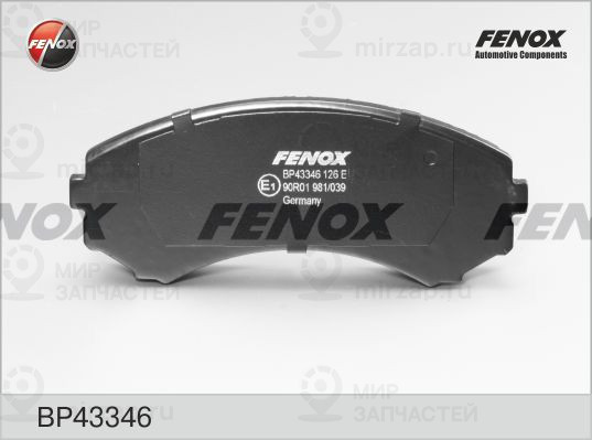Комплект тормозных колодок, дисковый тормоз FENOX BP43346