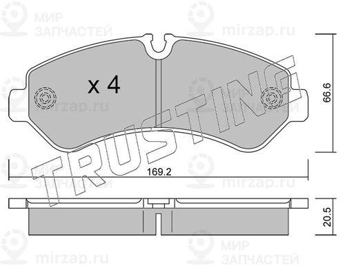 Комплект тормозных колодок, дисковый тормоз TRUSTING 12760