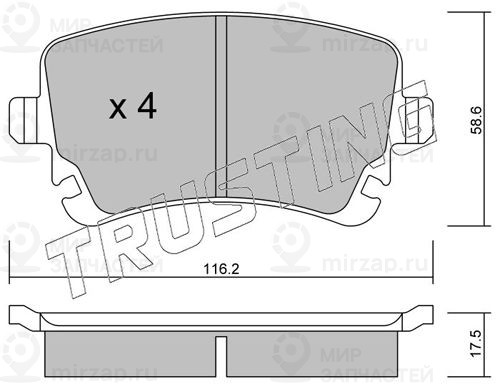 Комплект тормозных колодок, дисковый тормоз TRUSTING 5702