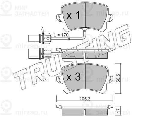 Комплект тормозных колодок, дисковый тормоз TRUSTING 8221