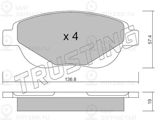 Комплект тормозных колодок, дисковый тормоз TRUSTING 9640