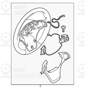 Спорт.многофун.рулевое колесо с НПБ кожа SCHWARZ BMW 32306778404