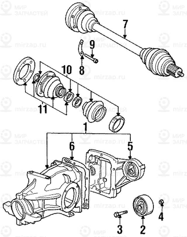 Оборотный редуктор Зд моста с блокир. I=40:9=4,44 BMW 33101214116
