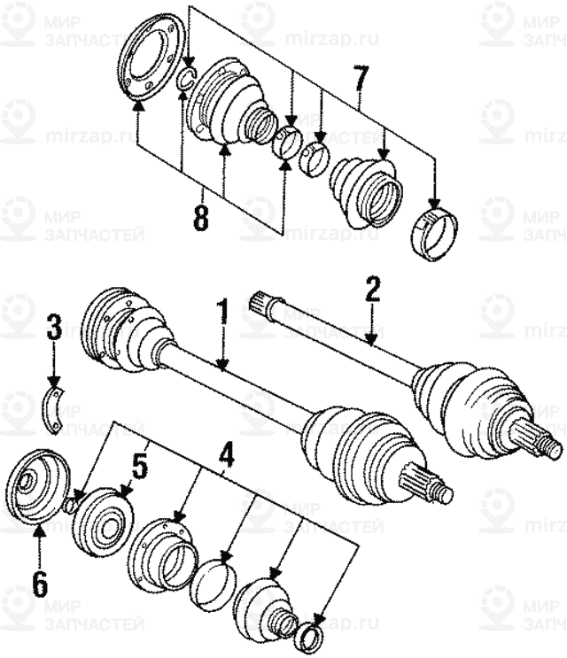 Оборотный приводной вал колеса с ABS LK=86MM/D=38MM BMW 33211229428