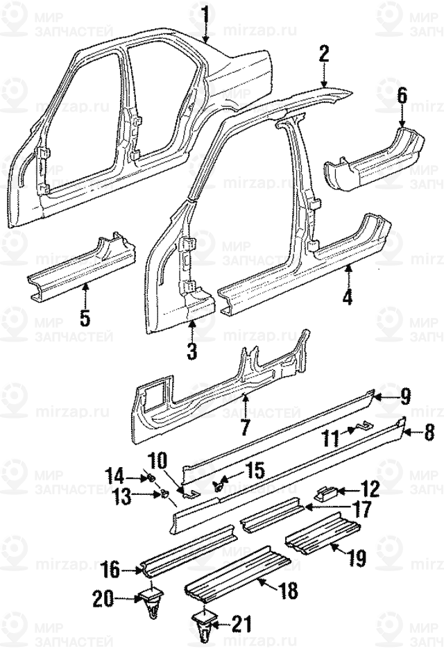 Центральная стойка с порогом Л BMW 41001946315