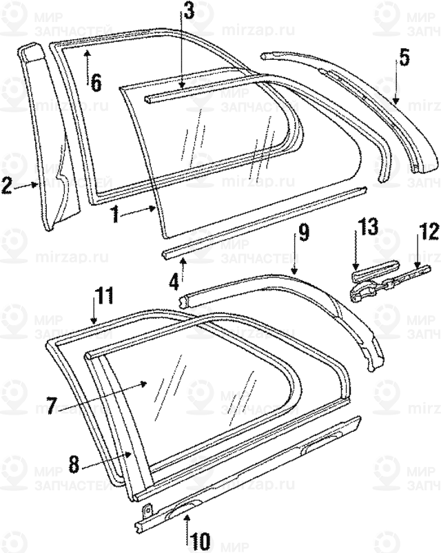 Поворотное стекло зеленое П BMW 51368103186