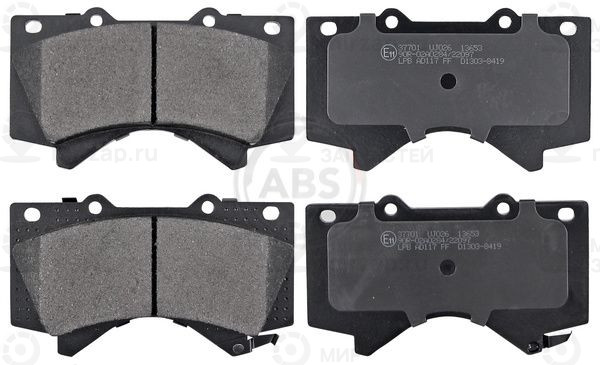 Комплект тормозных колодок, дисковый тормоз ABS 37701