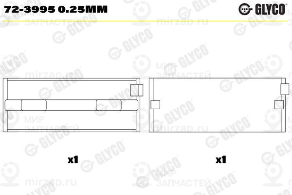 Подшипник коленвала GLYCO 723995025MM