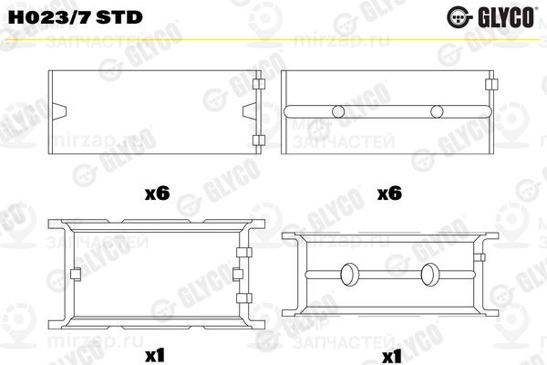 Подшипник коленвала GLYCO H0237STD