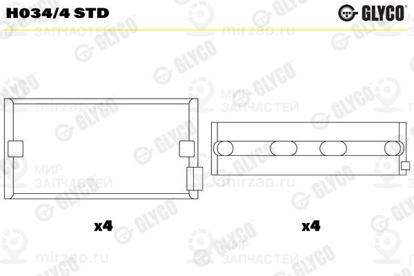 Подшипник коленвала GLYCO H0344STD