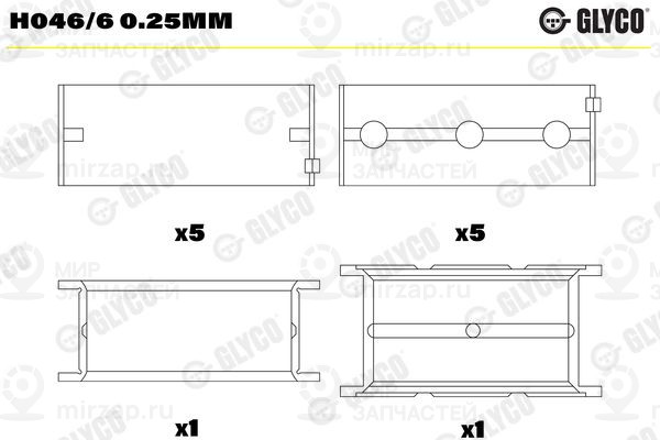 Подшипник коленвала GLYCO H0466025MM