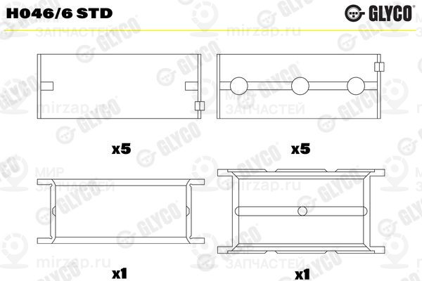 Подшипник коленвала GLYCO H0466STD
