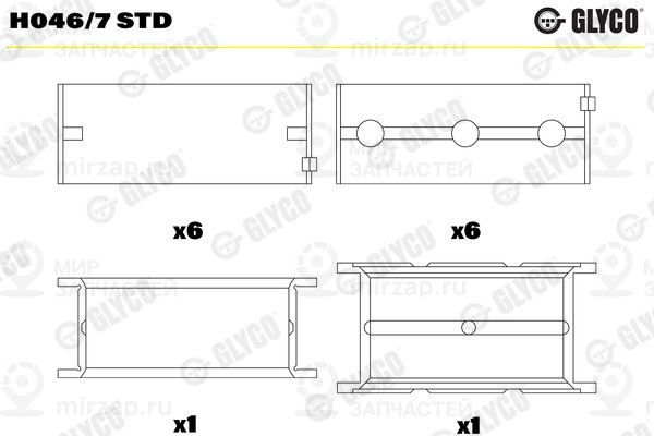 Подшипник коленвала GLYCO H0467STD