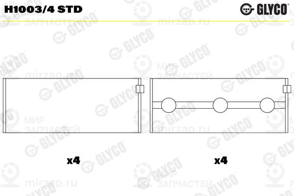 Подшипник коленвала GLYCO H10034STD