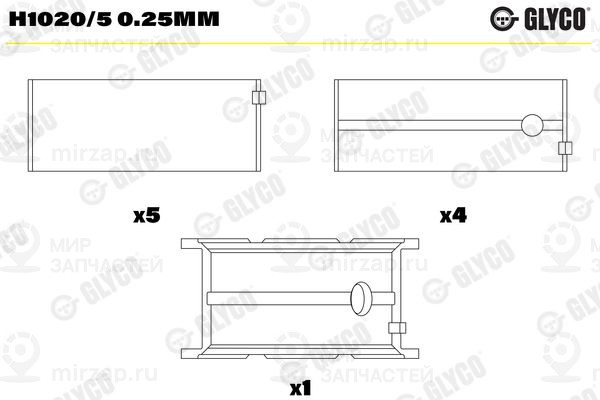 Подшипник коленвала GLYCO H10205025MM