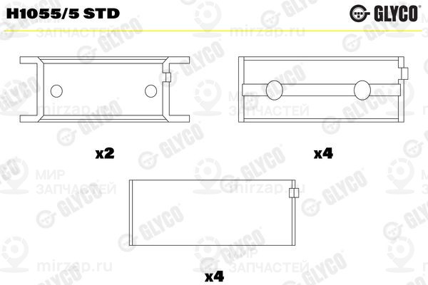 Подшипник коленвала GLYCO H10555STD