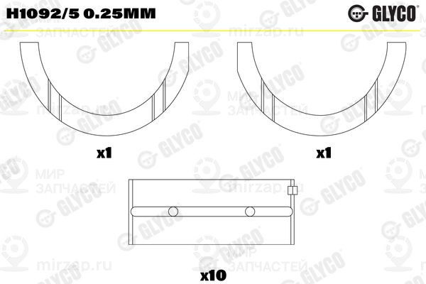 Подшипник коленвала GLYCO H10925025MM
