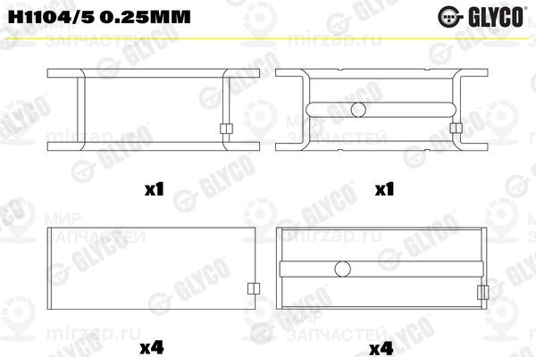 Подшипник коленвала GLYCO H11045025MM