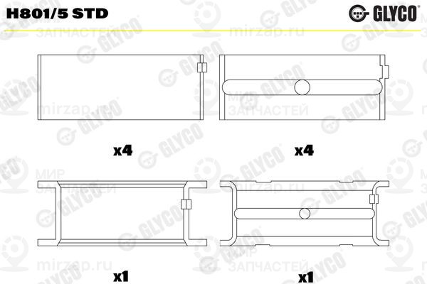 Подшипник коленвала GLYCO H8015STD